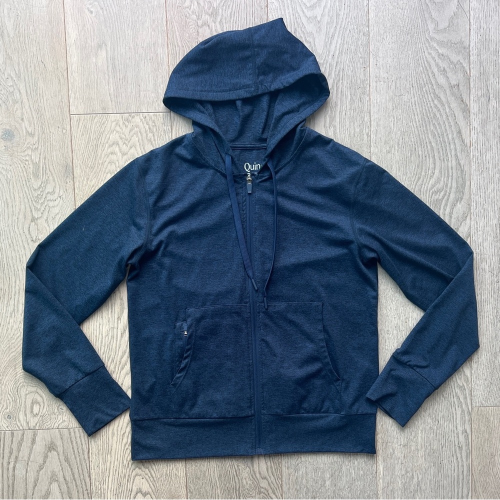 Quince Flowknit Full Zip Performance Hoodie in Navy Women’s Size S